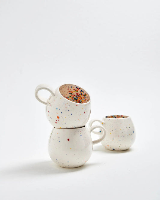 2 Tasses expresso Blanc en grès, arc-en ciel - Atelier ORYS