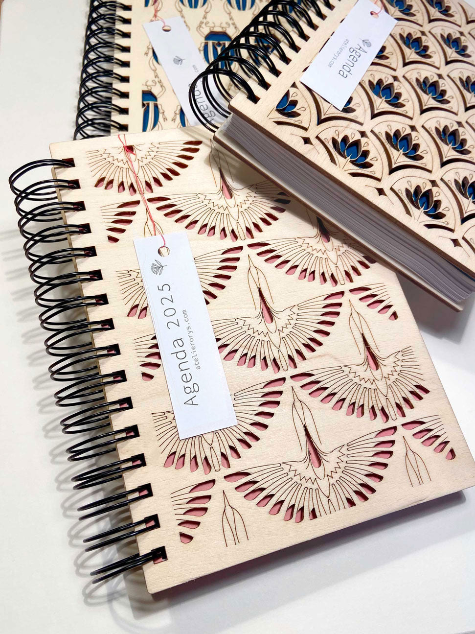 2024 diary in patterned poplar wood, refillable