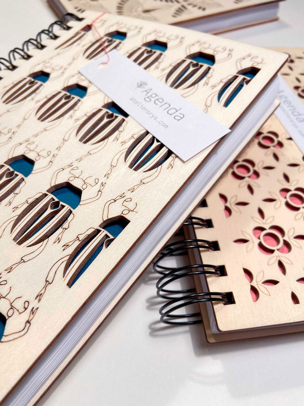 2024 diary in patterned poplar wood, refillable