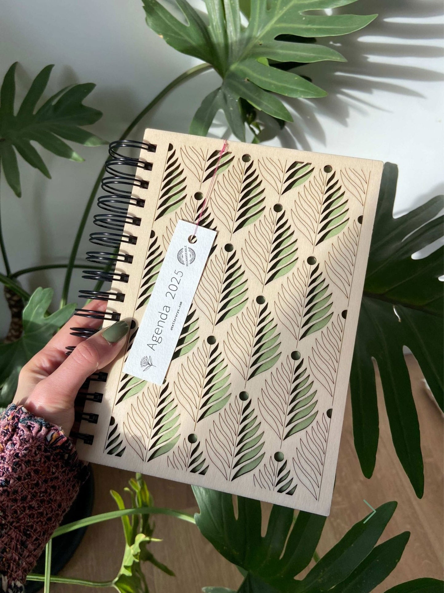 2024 diary in patterned poplar wood, refillable