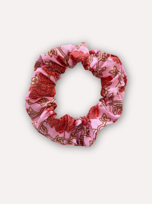 Chouchou Scrunchie motifs block print Rose - Atelier ORYS