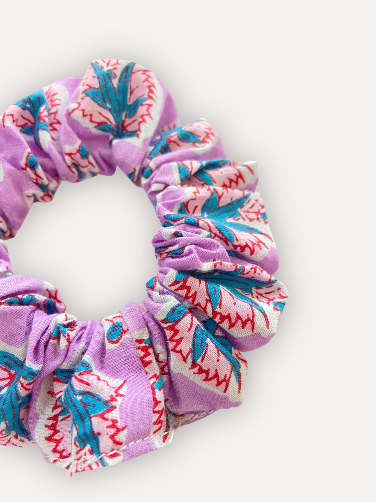 Chouchou Scrunchie motifs block print Violet - Atelier ORYS