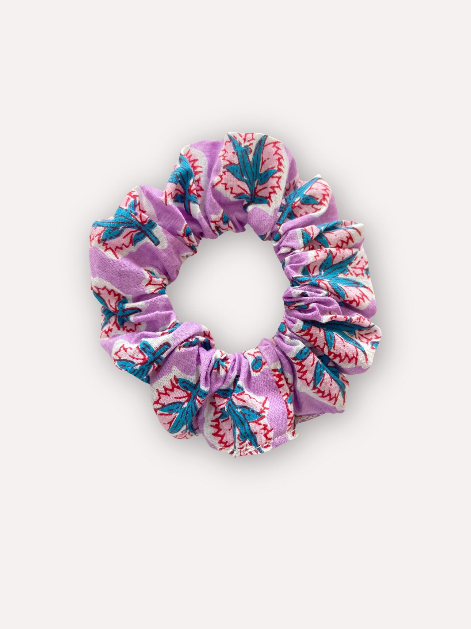 Chouchou Scrunchie motifs block print Violet - Atelier ORYS