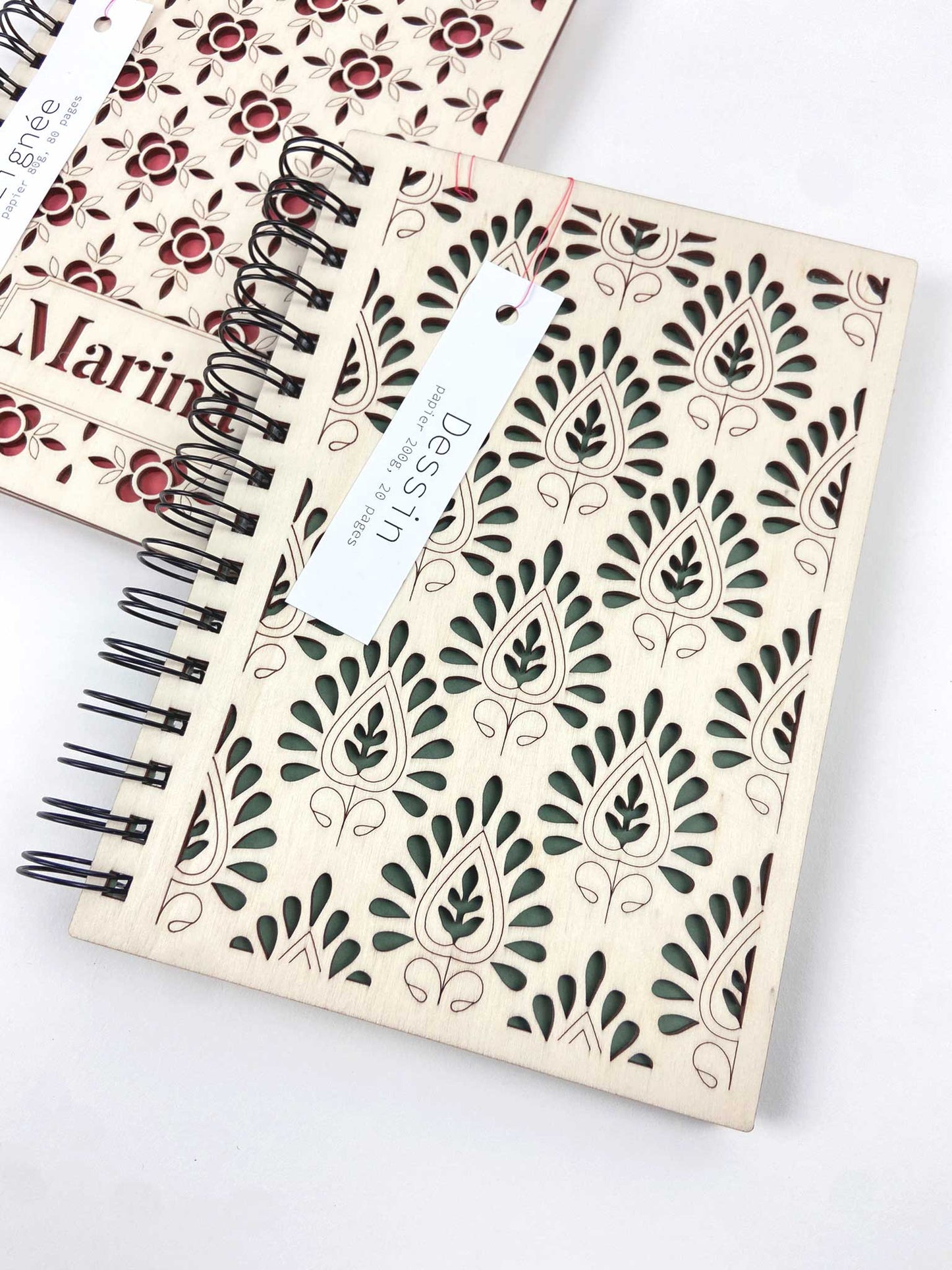 Moyen carnet en bois motif Indien - Atelier ORYS