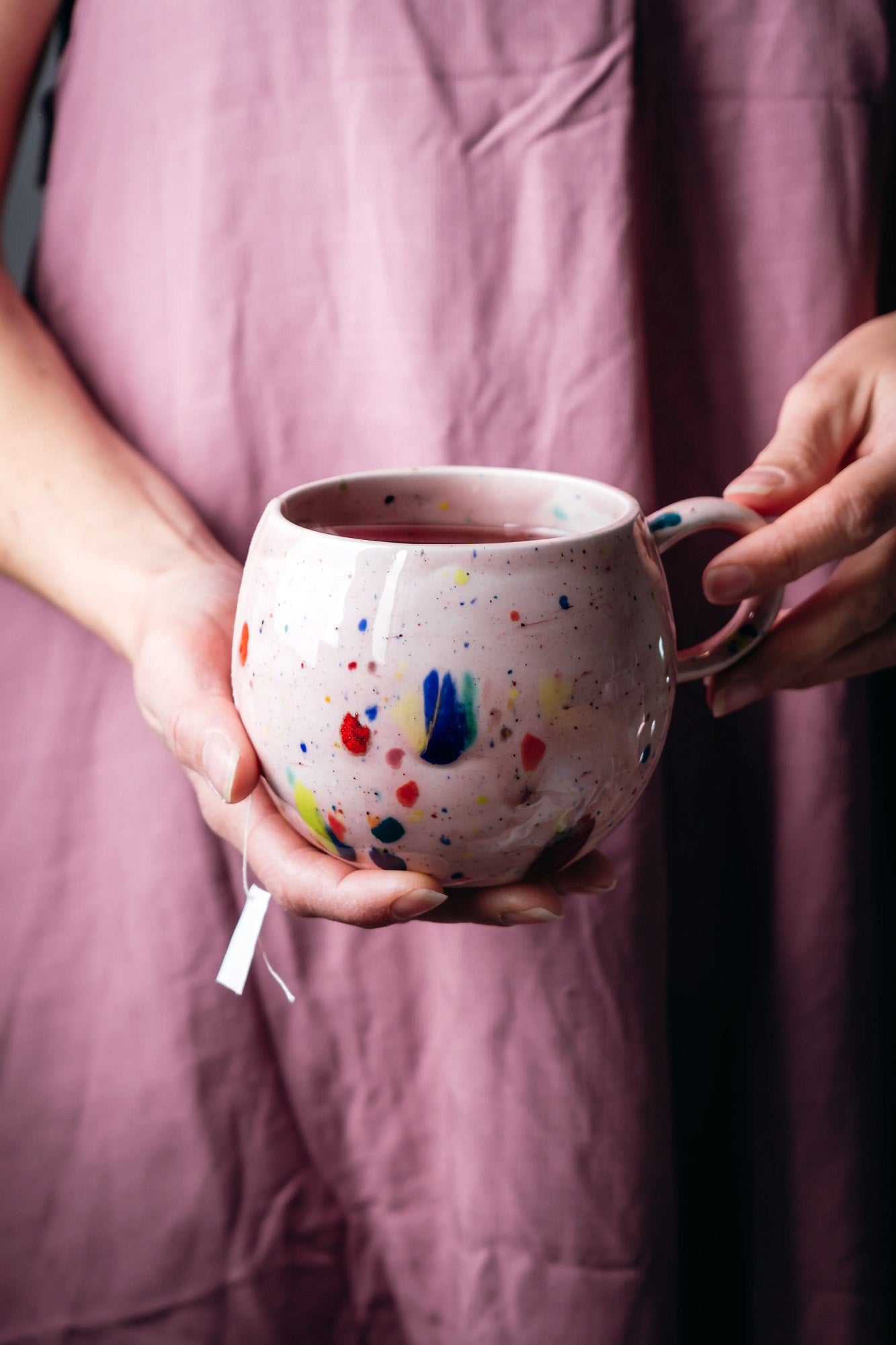 Mug Rose en grès, arc-en ciel - Atelier ORYS