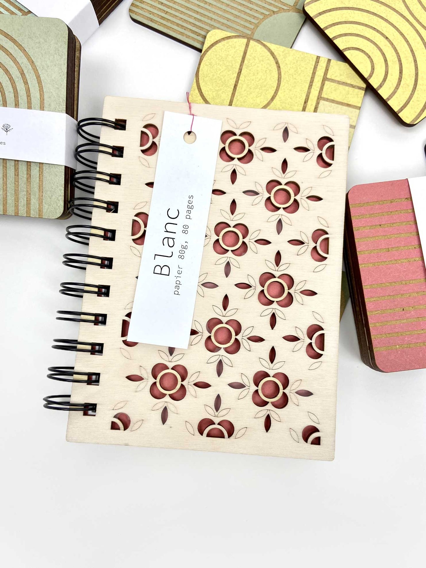 Petit carnet en bois motif Cerisier - Atelier ORYS