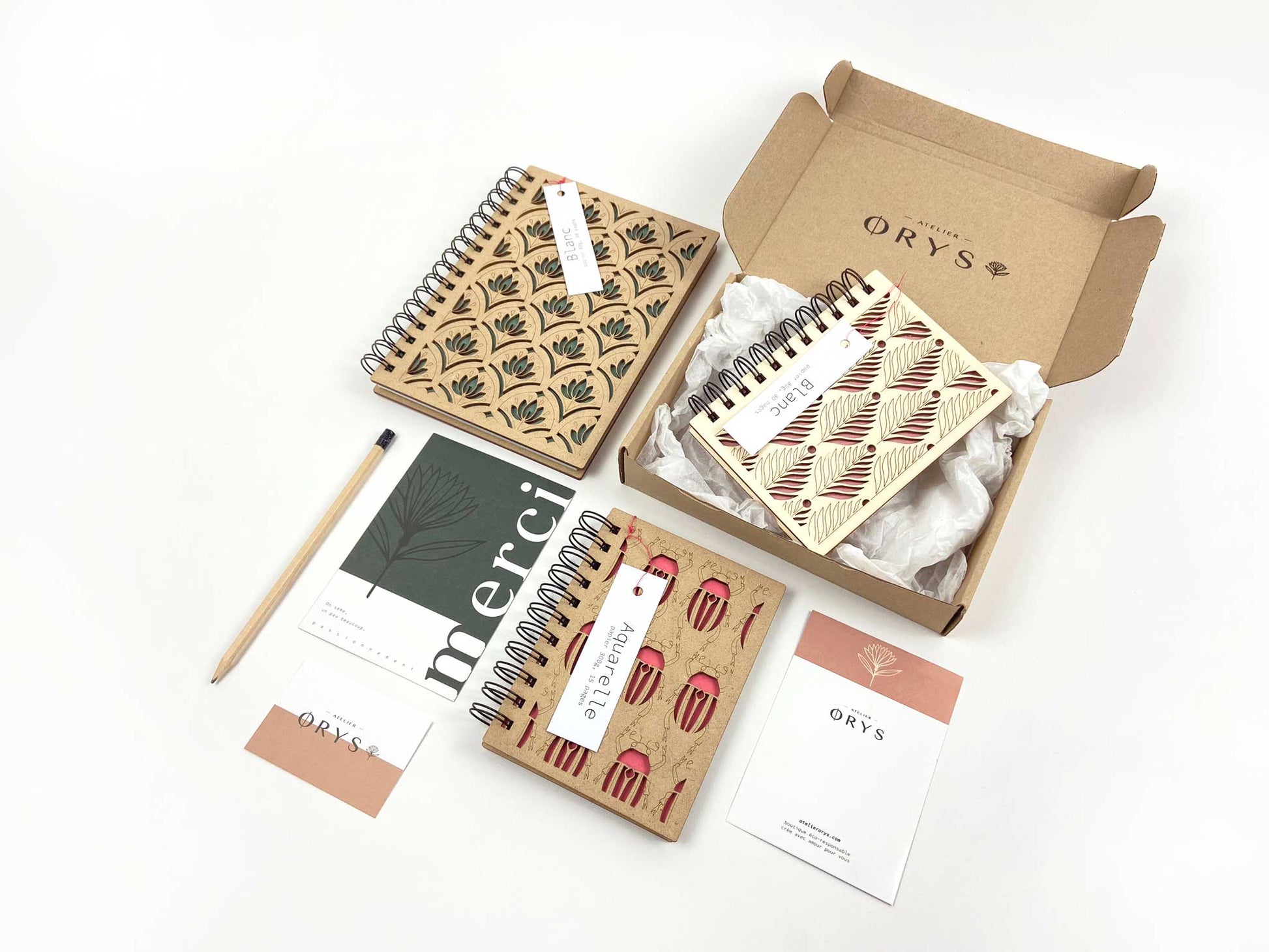 Petit carnet en bois, motif Fougères - Atelier ORYS