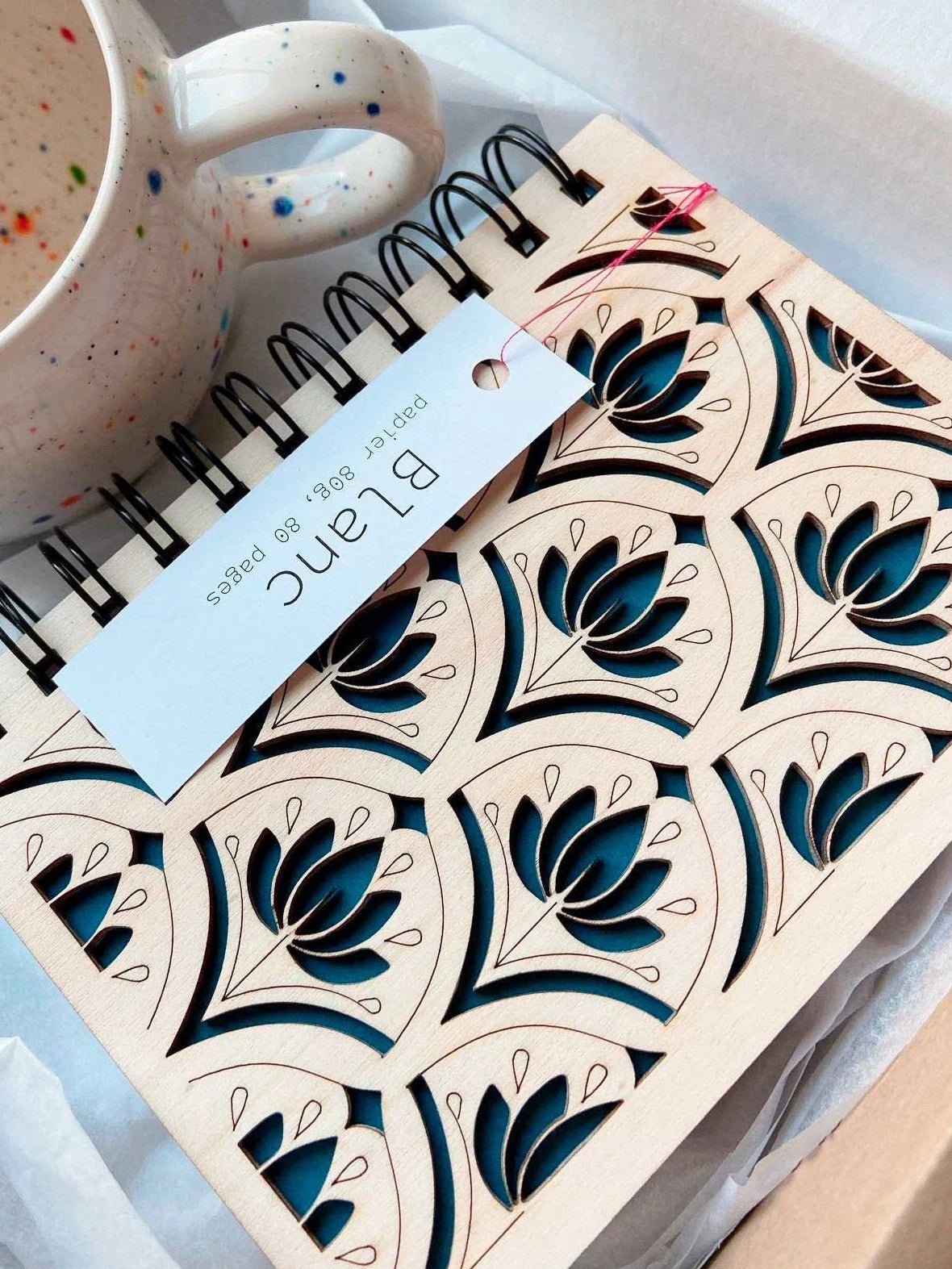 Petit carnet en bois motif Lotus - Atelier ORYS