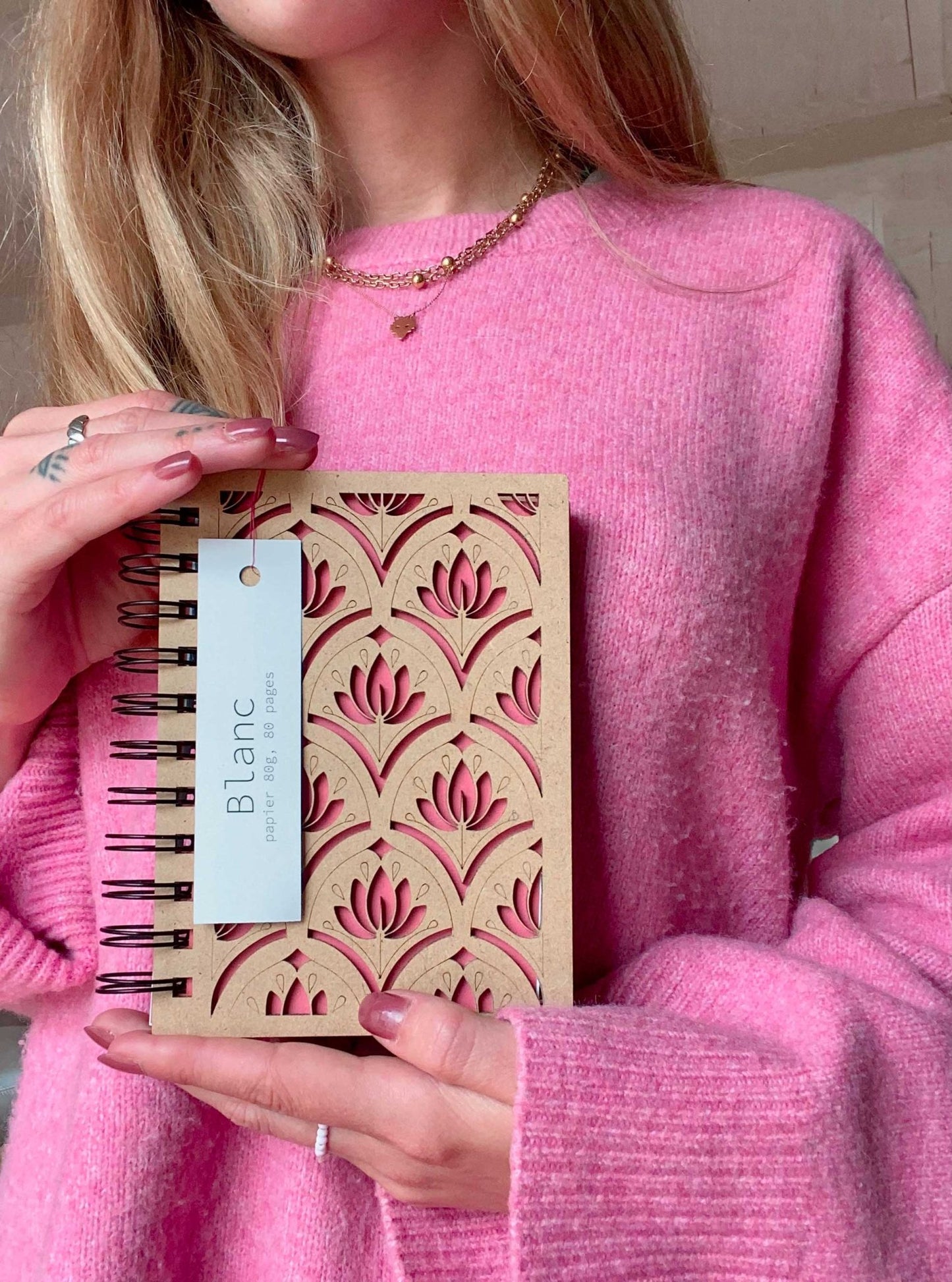 Petit carnet en bois motif Lotus - Atelier ORYS