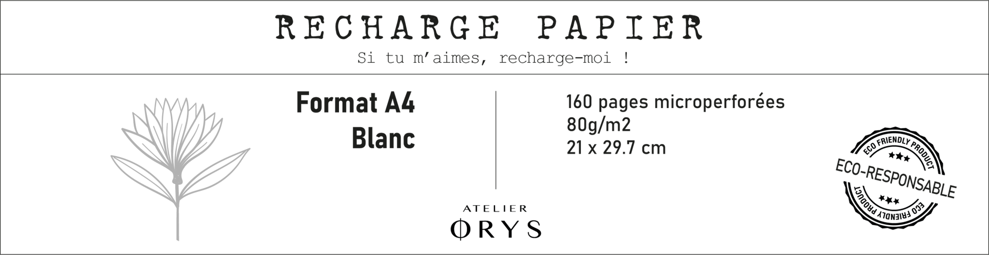 Recharge grand carnet - Blanc - Atelier ORYS