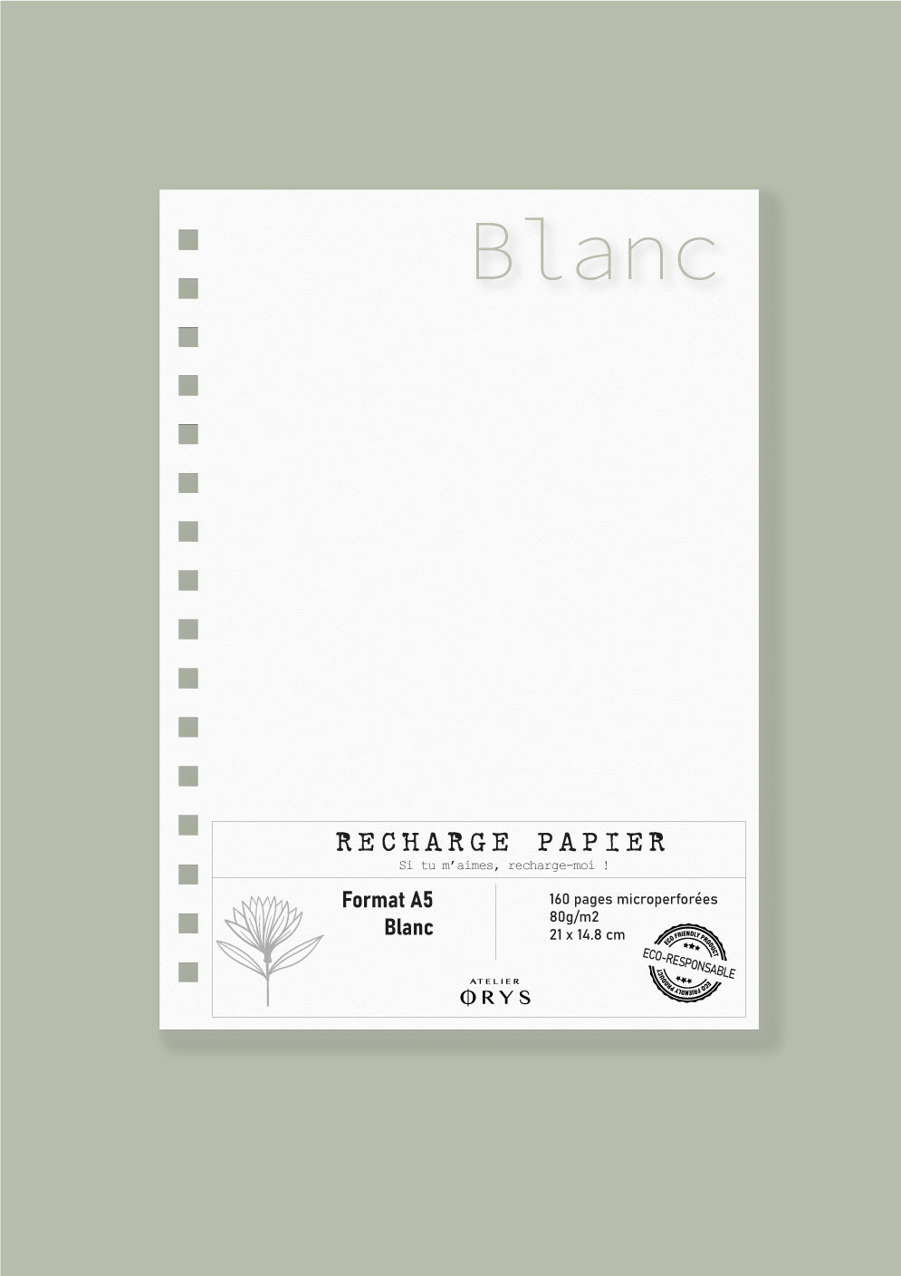 Recharge moyen carnet - Blanc - Atelier ORYS