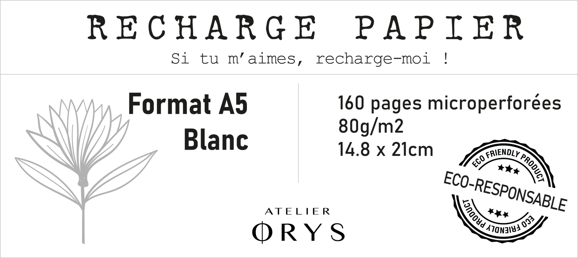 Recharge moyen carnet - Blanc - Atelier ORYS