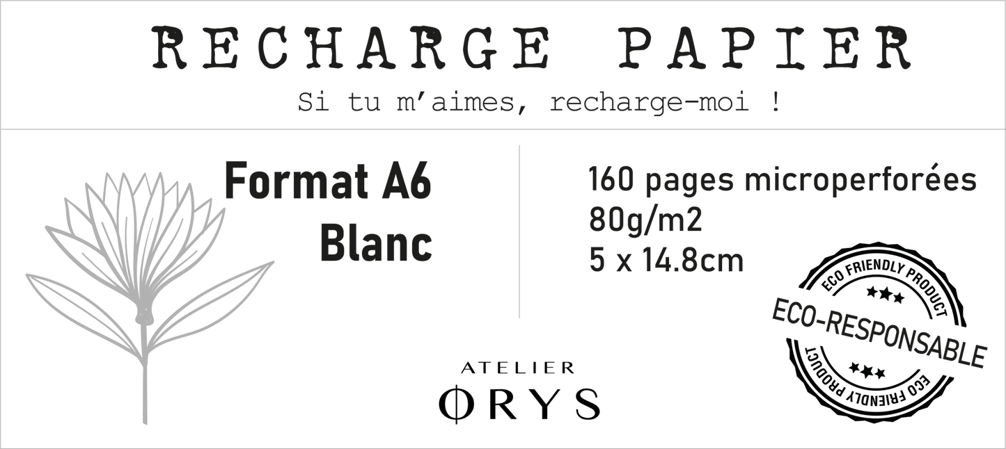 Recharge petit carnet - Blanc - Atelier ORYS